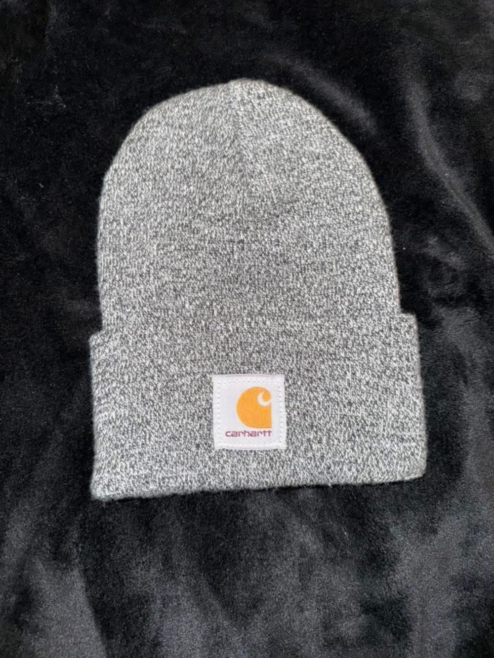 Carhartt Heather Gray Cuffed Knit Beanie with Logo Patch